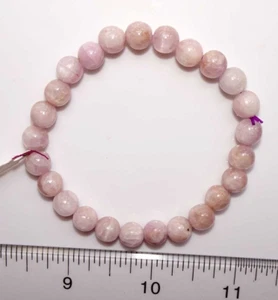 Bracciale elastico con perline in kunzite rosa 7 mm, Afghanistan j3171 - Foto 1 di 5