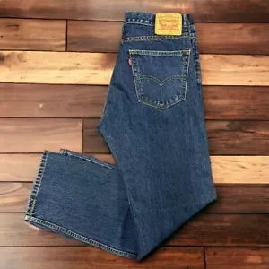Levis 505 gerade Passform Herren blau Denim Jeans Levi Strauss rotes Etikett 36 x 32 gebraucht, in einwandfreiem Zustand - Bild 1 von 12