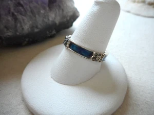 Sterling Silver 925 Judith Jack Marcasite Blue Enamel Band Ring  RE2519 - Picture 1 of 8
