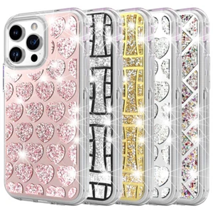 Coque pour iPhone 16 15 14 13 11 Pro Max Plus transparente pailletée bling cover - Photo 1 sur 48