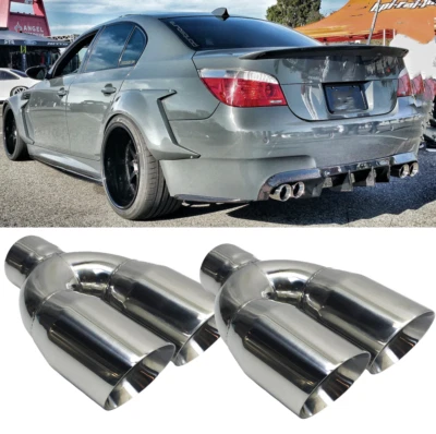 Punta de tubo de escape doble 2 piezas 2,5" in 3,5"" out 9,5"" L para E60 F10 528i 530i 540i Foto 1 de 4