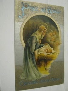 Early 1900s Peace on Earth Mary & Christ Child Christmas Joys PC by EB C Germany - Picture 1 of 6