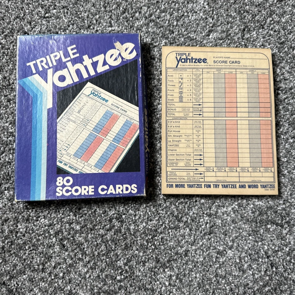 Triple Yahtzee 1982 Score Cards Milton Bradley Fast Shipping - Image 1 of 1