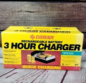 VINTAGE 1992 EVERREADY RECHARGEABLE BATTERY 3 HOUR CHARGER NIB - Picture 1 of 8