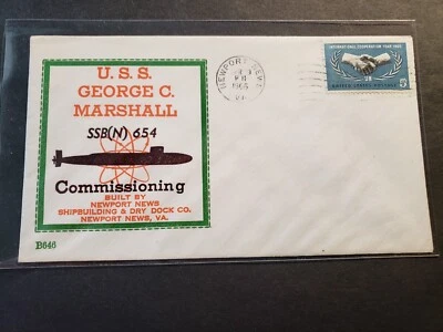 Submarine USS GEORGE C. MARSHALL SSBN-654 Naval Cover 1966 COMMISSIONED Cachet - Image 1 of 2