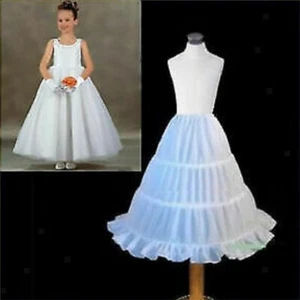 Girl Kids Children 3-Hoop Underskirt Wedding Crinoline Petticoat 2-14Year - Picture 1 of 12