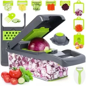 14pc Veggie Chopper Set: Slicer, Grater, Cutter, Container, More - Picture 1 of 6