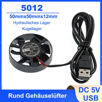 50mm USB Rund Kühler Silent Lüfter Cooling Fan DC 5V für Desktop PC Gehäuse - Bild 1 von 4