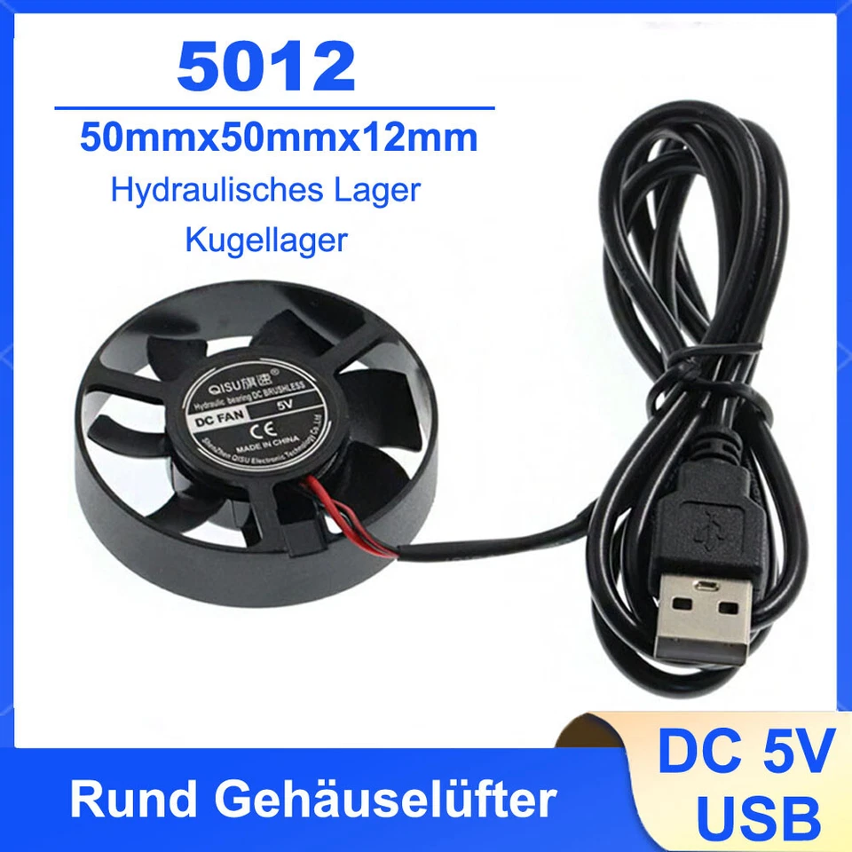 50mm USB Rund Kühler Silent Lüfter Cooling Fan DC 5V für Desktop PC Gehäuse - Bild 1 von 4