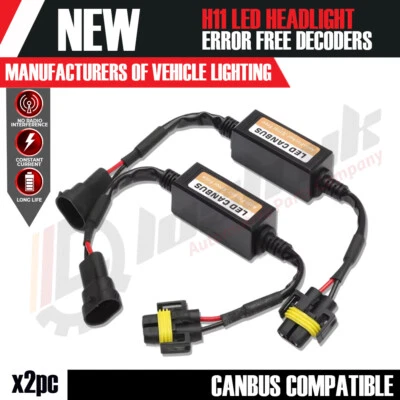 2x H11 LED Headlight Canbus Error Free Warning Resistors Decoder Anti Flicker - Image 1 of 4