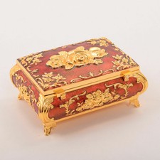 Vintage Gothic Jewlery Box Equisite Victorian Metal Pearl Box With Mirror