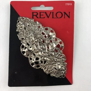 Vintage Revlon Fashion Barrette 4" NOS Snap Closure 77015 Goody 1996 Silver Tone - Bild 1 von 6