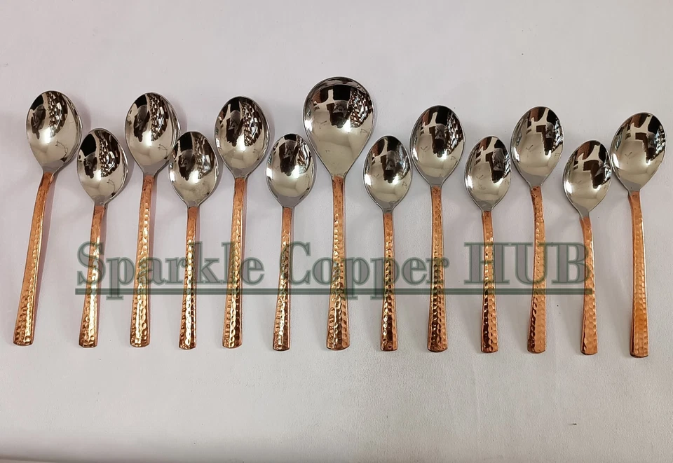 Acero Inoxidable Cobre Kitchen Hotel Vajilla 6 Té, 6 Postre, 1 Sirviendo Cuchara - Imagen 1 de 4