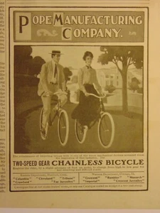 1904 POPE Manufacturing Company Zwei-Gang-Schaltung Edelstahl Fahrrad Druckanzeige - Bild 1 von 1