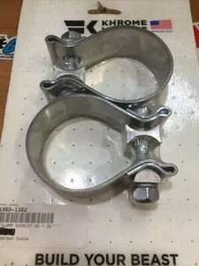 KHROME WERKS stainless steel exhaust clamps #1860-1382 - Foto 1 di 1