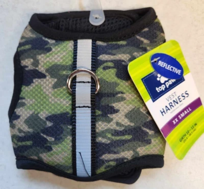 XX Pequeño Arnés Chaleco Camuflaje Negro Perro, Reflectante, Circunferencia 10-12 Pulgadas, NUEVO Foto 1 de 3