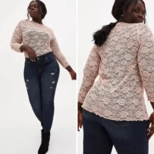 Torrid women's blouse sheer lace pink long sleeve plus size 2x NWT - Picture 1 of 6