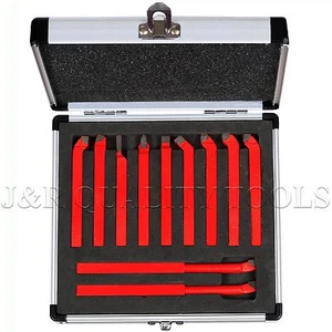 11 PC CARBIDE TIP TIPPED CUTTER TOOL BIT CUTTING SET FOR METAL LATHE TOOLING - Picture 1 of 2