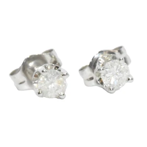 Boucles d’ oreilles ancienne en or 14 carats & Diamants Naturelles 2X0,14 Carats - Imagen 1 de 12