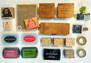 Big set: Wood Rubber Alphabet Stamps, Schoolbook, Brilliance Ink Pad, Color box - Picture 1 of 5