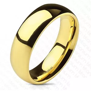 Solid Gold Plated Titanium 6mm Plain Wedding Band Ring Size 5-13 - Picture 1 of 2