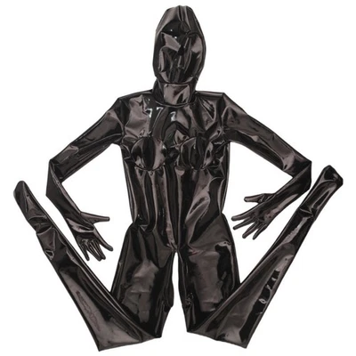 Women Lady Sexy Full Cover Bodysuit Slim Tight Fitted Stage Show Jumpsuit Glossy - Image 1 of 4