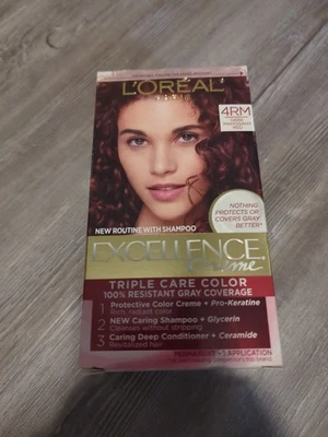 L'Oreal Excellence Crema Color de Cabello Permanente 4RM Rojo Caoba Oscuro - NUEVO Foto 1 de 4