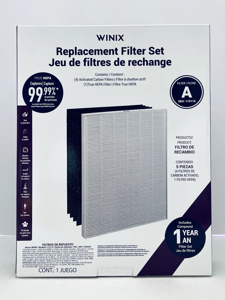 Winix 115115 Repuesto A con 1 Filtro HEPA Verdadero 4 Carbón Activado Compatible Foto 1 de 1