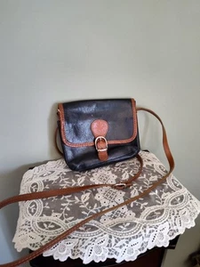 Vintage Vera Pelle 90er schwarz hellbraun Leder Umhängetasche Handtasche Tasche Italy - Bild 1 von 15