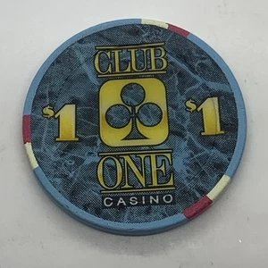 Club One Casino $1 Chip Fresno CA California Karte Zimmer Sonnenform - Bild 1 von 2
