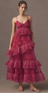 Neu ANTHROPOLOGIE LET ME BE Gr. M ärmellos transparent Stufen Midikleid - Bild 1 von 3