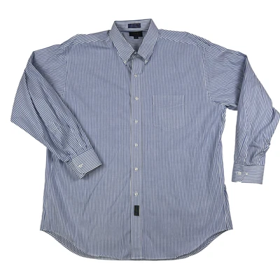 Vintage Chaps Ralph Lauren Shirt Mens 17 34/35 Blue Striped Button Down 90s - Image 1 of 4