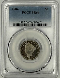 1884 Liberty V Nickel PROOF PCGS PR64 ‼️PROOF WITH GREAT EYE APPEAL‼️ - Picture 1 of 2
