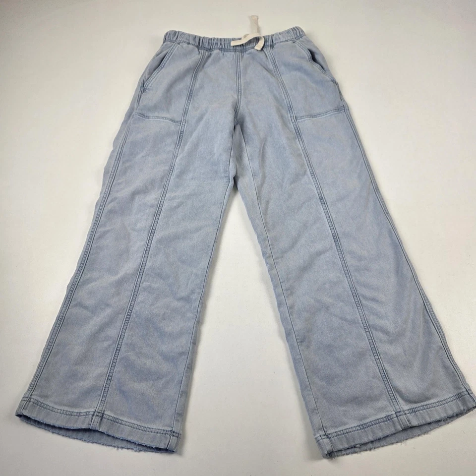 Aerie Pants Womens Medium Light Wash Wide Leg Drawstring Denim Lounge Casual - Image 1 of 4