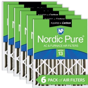 Nordic Pure 18x24x4 (3 5/8) Pleated Air Filters MERV 13 Plus Carbon 6 Pack - Picture 1 of 7