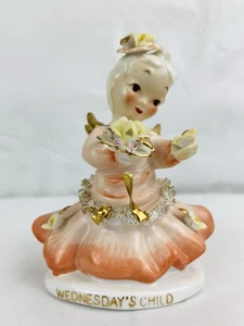 Vintage 1950s Lefton Days Of The Week Wednesdays Child Angel Figurine Read - Picture 1 of 8