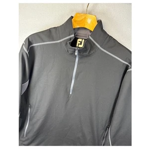 FJ FootJoy Men Size L Golf 1/2 Zip Pullover Jacket Black Windbreaker Lightweight - Picture 1 of 11