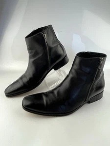 Gordon Rush Men Black Leather Boots With Zippers On Both Sides Sz 8 - Picture 1 of 6