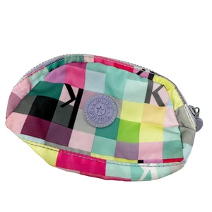Kipling Trix Mini Borsa Accessorio Multicolore Blocco Dama Stampa Zip Up Bag - Foto 1 di 5