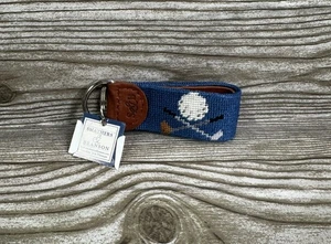 Smathers & Branson Needlepoint Leather Blue Golf Clubs Key Fob Keychain - Picture 1 of 3