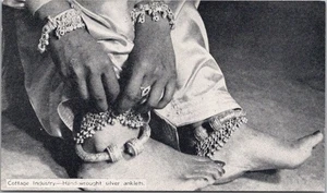 Vintage PAKISTAN Postcard "Cottage Industry - Silver Anklets" Map & Info on Back - Picture 1 of 2