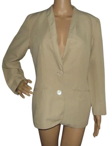 Liz Claiborne Blazer Womens Size 6P Beige Linen Rayon 2-Button Jacket lined - Picture 1 of 14