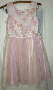 Jona Michelle Girls Dress Size 12 Pink White Flowers Tulle Special Occasion - Picture 1 of 3