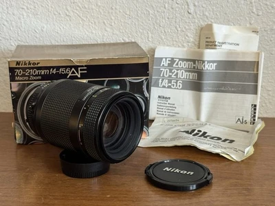 Nikon AF Nikkor 70-210mm F4-5.6 com macro e bonés - Na caixa original EXCELENTE+ - Imagem 1 de 4