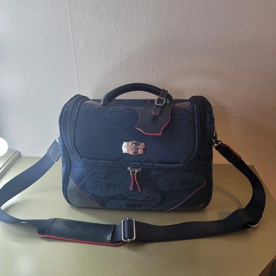 JASPER CONRAN AT TRIPP NAVY BLUE DAMASK PATTERNED OVERNIGHT/VANITY/ FLIGHT BAG - Image 1 of 4