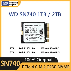 Western Digital WD SN740 1TB M.2 SSD 2230 NVMe PCIe Gen 4x4 SSD para Microsoft - Afbeelding 1 van 8