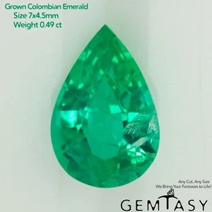 Cut stone - Emerald Colombian hydrothermal lab grown, facet Pear 7x4.5mm 0.49ct - Imagen 1 de 3