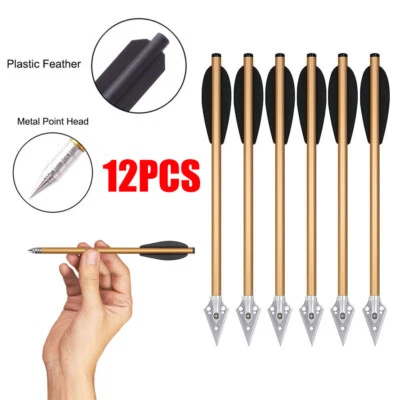 12 piezas 6,3" flechas de ballesta pistola pernos de ballesta aluminio con cabeza ancha caza Foto 1 de 4