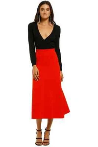 GINGER AND SMART Valour Red Knit Midi Skirt Size 8 AU preloved - Picture 1 of 3