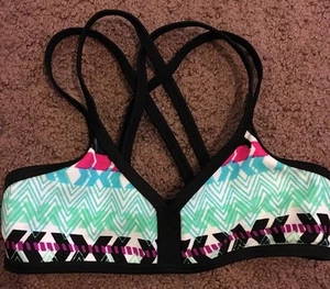 Target Exhilaration Girl's Strappy Bikini Print Swim Top~Size XS 4-5 NWOT - Picture 1 of 5